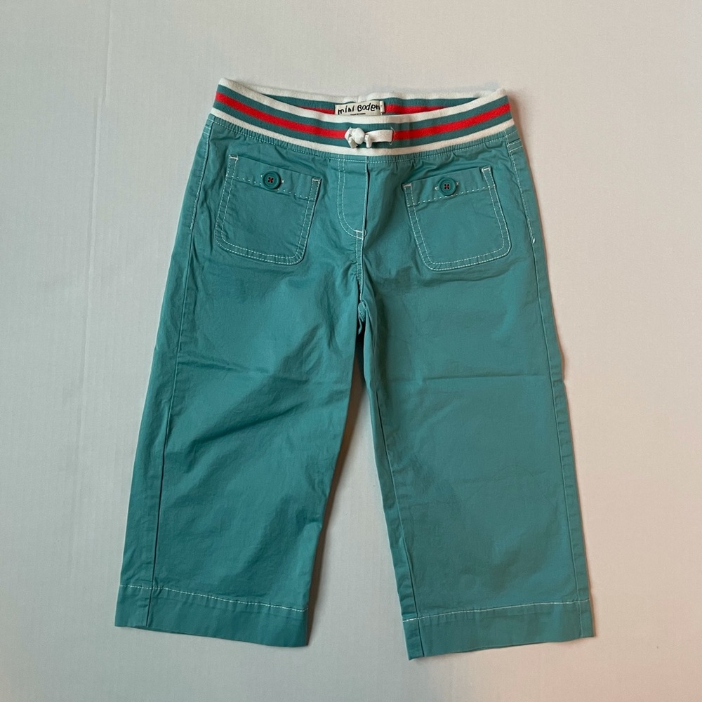 Girls sz 11 (12) Mini Boden aqua crop pants LN